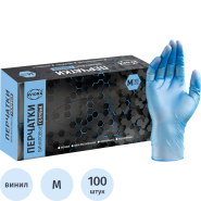 Перчатки однораз. виниловые, н/о, голуб. AVIORA (М) 50п/уп 5,5гр ПС