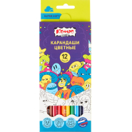 Карандаши цветные 12 цв/наб, 3-гранные Комус Класс Максики Super soft