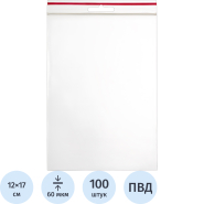 Пакет с замком (Zip Lock) с европодвесом 12х17см 60мкм 100шт/уп Пакет с замком (Zip Lock) с европодвесом 12х17см 60мкм 100шт/уп