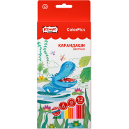 Карандаши цветные 12цветов Комус Класс ColorPics, шестигранные