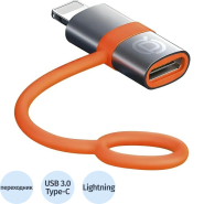 Адаптер PERO AD18, USB-C (F) - Lightning (M), серый